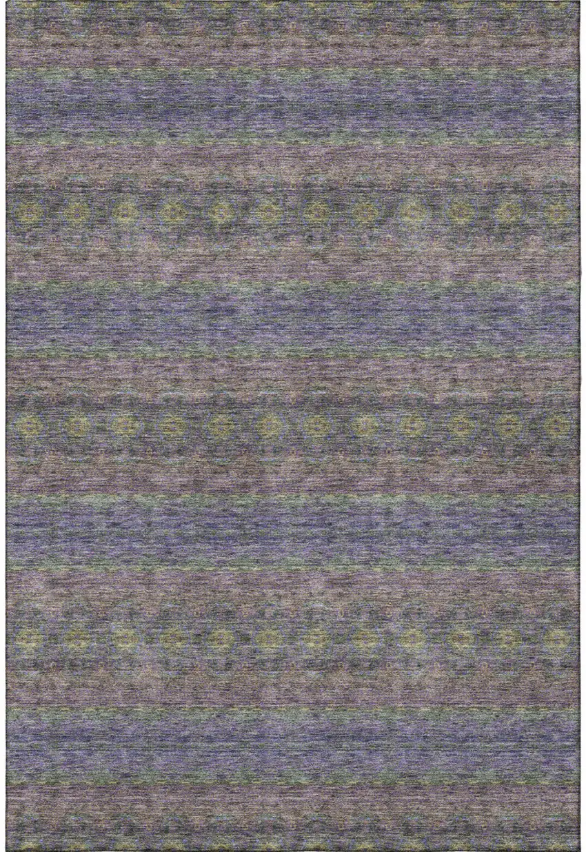 Purple Gold And Blue Floral Medallion Washable Area Rug With UV Protection Photo 3