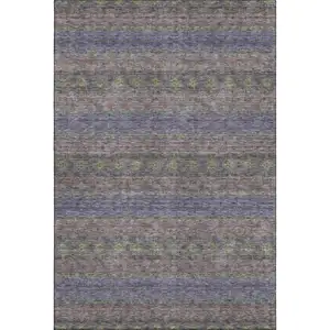 Photo of Purple Gold And Blue Floral Medallion Washable Area Rug With UV Protection