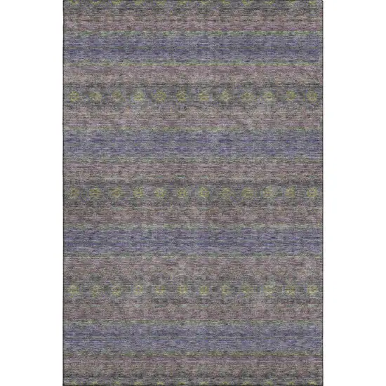 Purple Gold And Blue Floral Medallion Washable Area Rug With UV Protection Photo 1