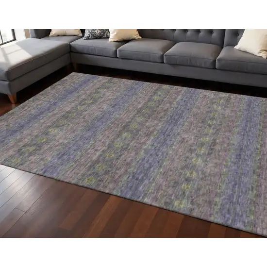 Purple Gold And Blue Floral Medallion Washable Area Rug With UV Protection Photo 2
