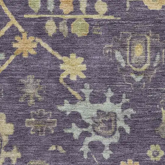Purple Gold And Blue Floral Washable Area Rug With UV Protection Photo 3