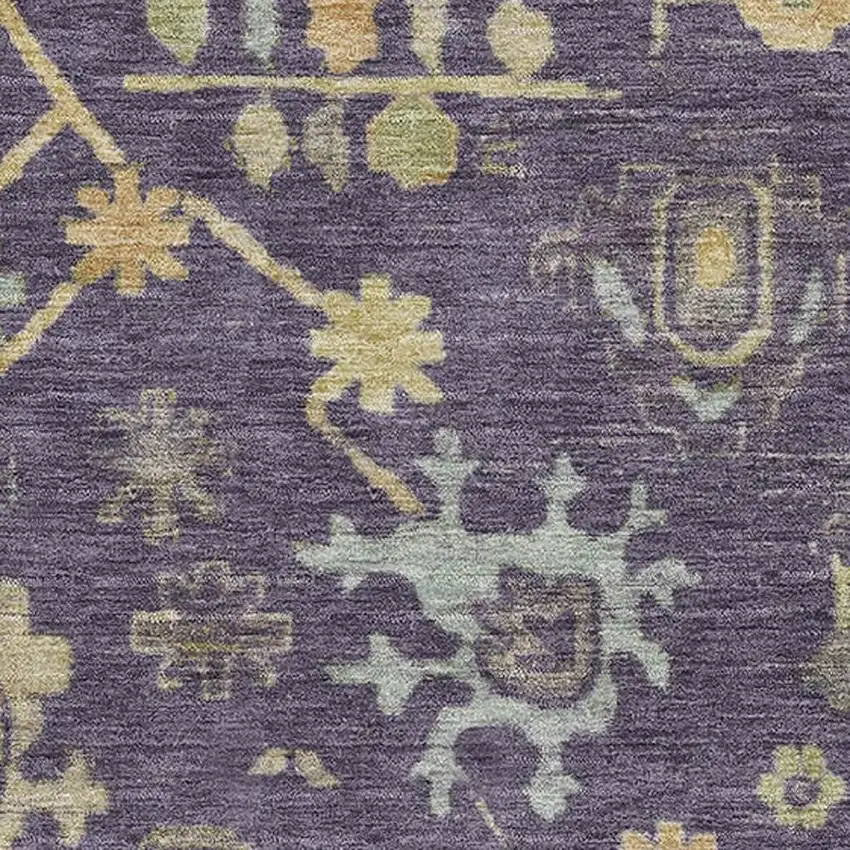 Purple Gold And Blue Floral Washable Area Rug With UV Protection Photo 3