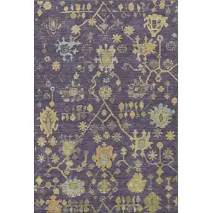 Photo of Purple Gold And Blue Floral Washable Area Rug With UV Protection