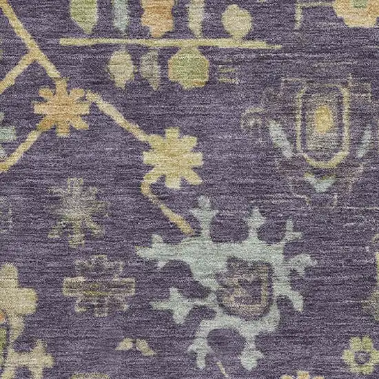 Purple Gold And Blue Floral Washable Area Rug With UV Protection Photo 3