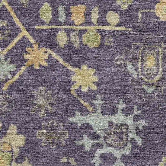 Purple Gold And Blue Floral Washable Area Rug With UV Protection Photo 3