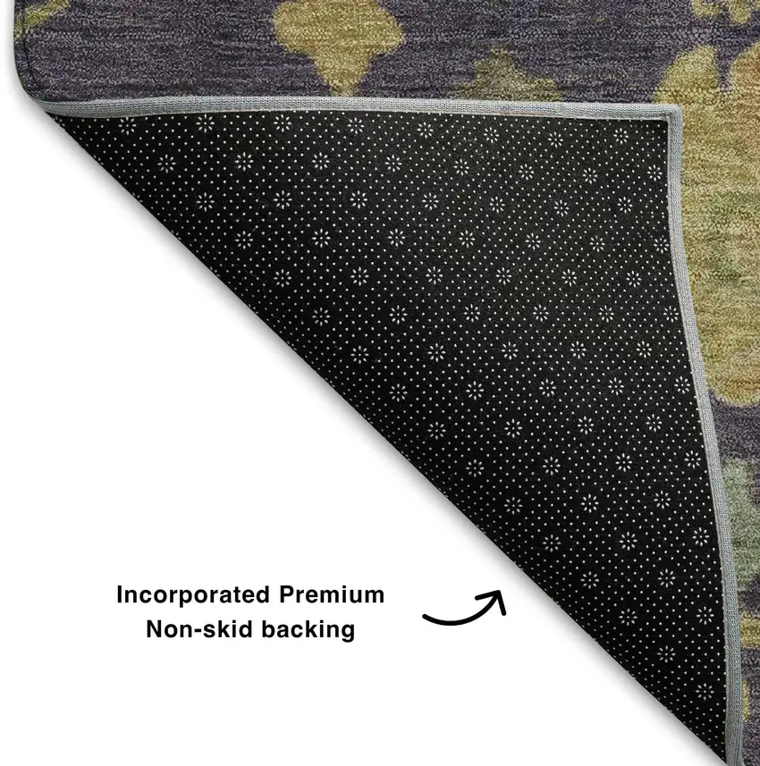 Purple Gold And Blue Floral Washable Area Rug With UV Protection Photo 7