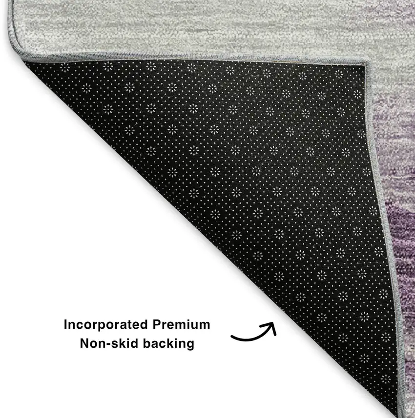 Purple Gold And Ivory Abstract Washable Area Rug With UV Protection Photo 7