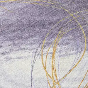 Photo of Purple Gold And Ivory Abstract Washable Indoor Outdoor Area Rug