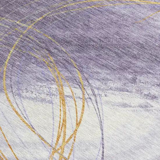 Purple Gold And Ivory Abstract Washable Indoor Outdoor Area Rug Photo 2