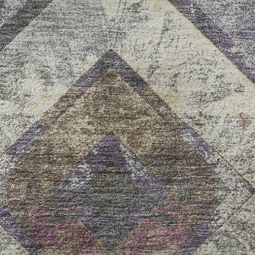 Purple Gold And Ivory Geometric Washable Area Rug With UV Protection Photo 8