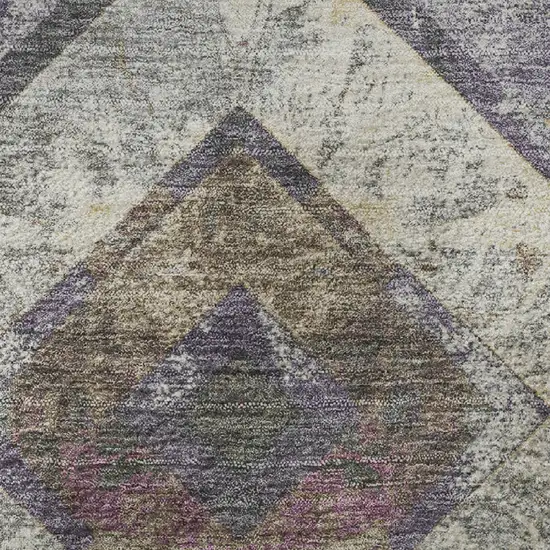 Purple Gold And Ivory Geometric Washable Area Rug With UV Protection Photo 9