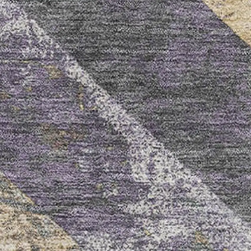 Purple Gold And Ivory Geometric Washable Area Rug With UV Protection Photo 3