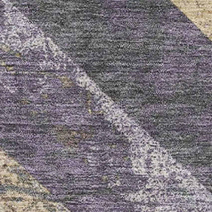 Purple Gold And Ivory Geometric Washable Area Rug With UV Protection Photo 3