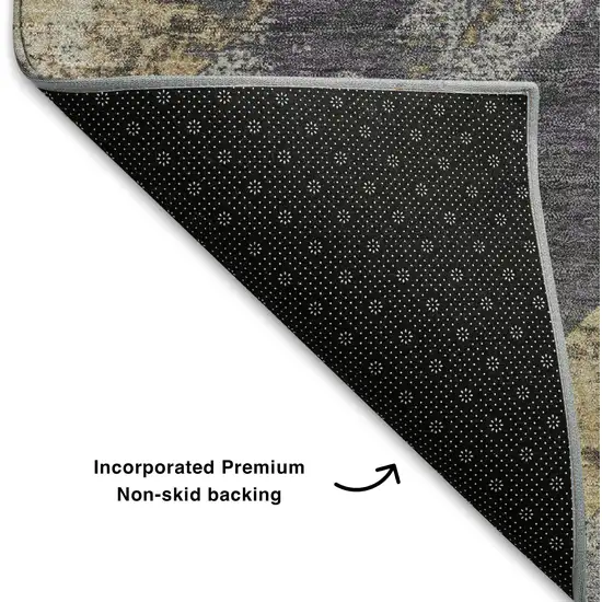 Purple Gold And Ivory Geometric Washable Area Rug With UV Protection Photo 6