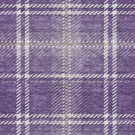 Purple Gold And Ivory Plaid Washable Indoor Outdoor Area Rug Photo 5
