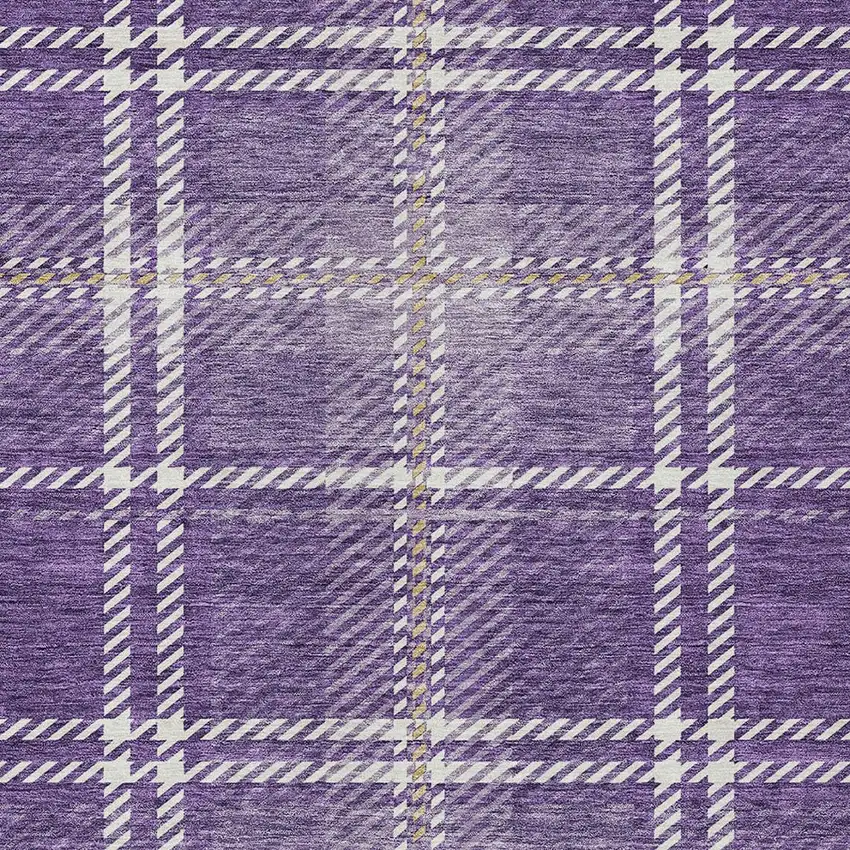 Purple Gold And Ivory Plaid Washable Indoor Outdoor Area Rug Photo 5