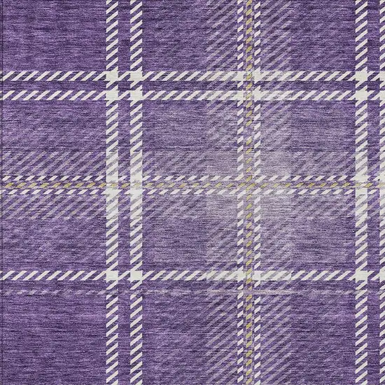 Purple Gold And Ivory Plaid Washable Indoor Outdoor Area Rug Photo 5