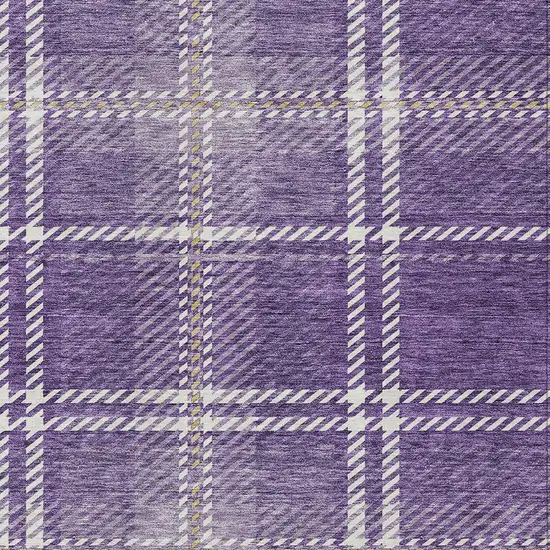 Purple Gold And Ivory Plaid Washable Indoor Outdoor Area Rug Photo 5