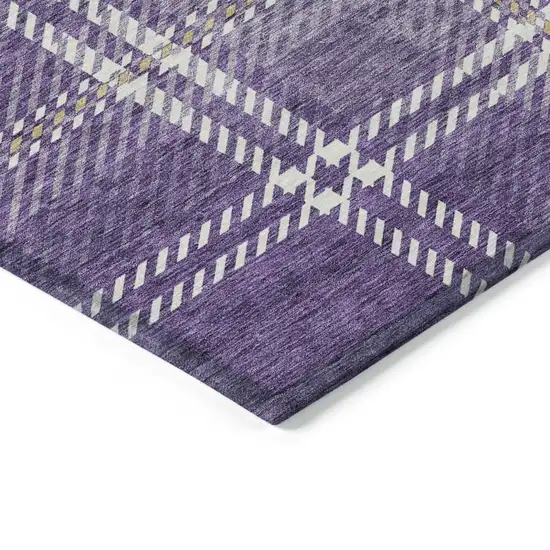 Purple Gold And Ivory Plaid Washable Indoor Outdoor Area Rug Photo 4
