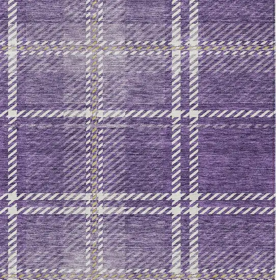 Purple Gold And Ivory Plaid Washable Indoor Outdoor Area Rug Photo 5