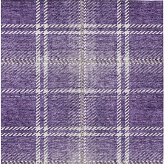 Purple Gold And Ivory Plaid Washable Indoor Outdoor Area Rug Photo 6