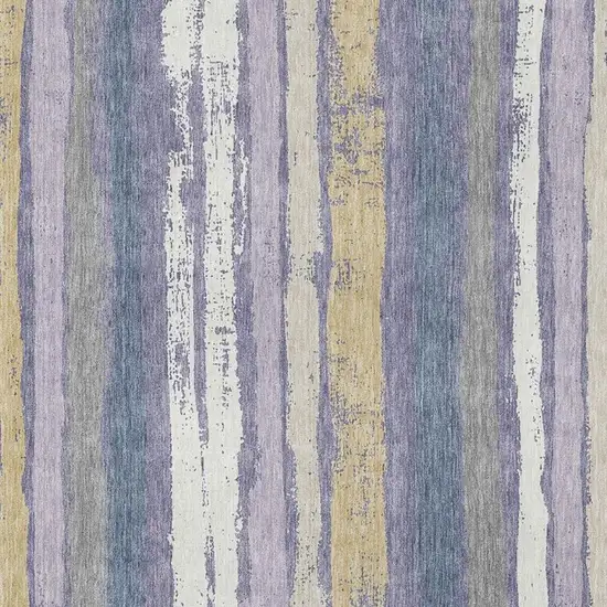 Purple Gold And Ivory Striped Washable Area Rug With UV Protection Photo 3