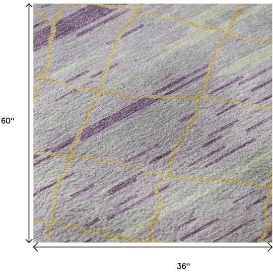 Purple Gold And Ivory Striped Washable Area Rug With UV Protection Photo 9