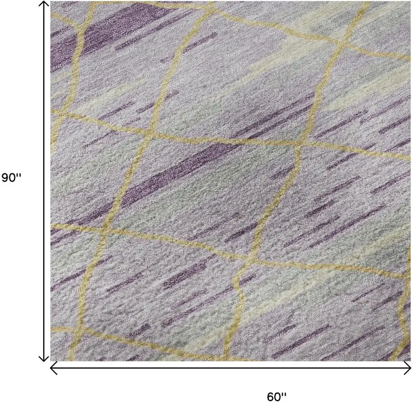 Purple Gold And Ivory Striped Washable Area Rug With UV Protection Photo 9