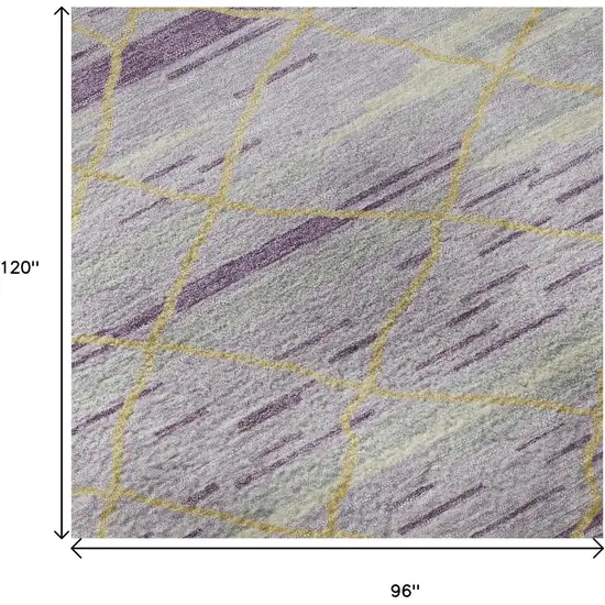 Purple Gold And Ivory Striped Washable Area Rug With UV Protection Photo 9