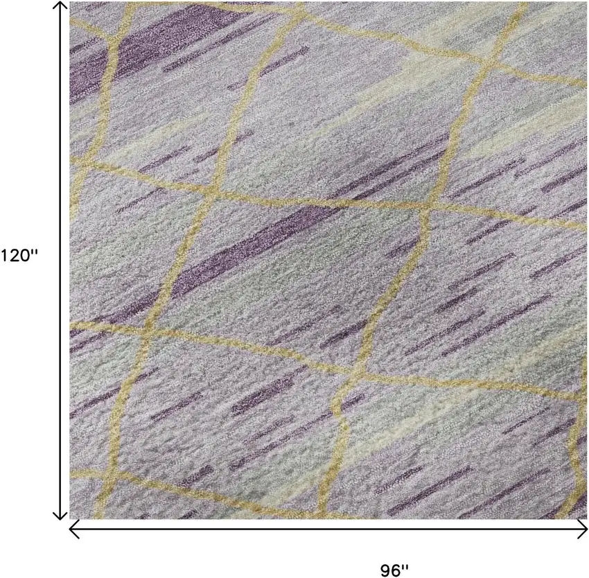 Purple Gold And Ivory Striped Washable Area Rug With UV Protection Photo 9