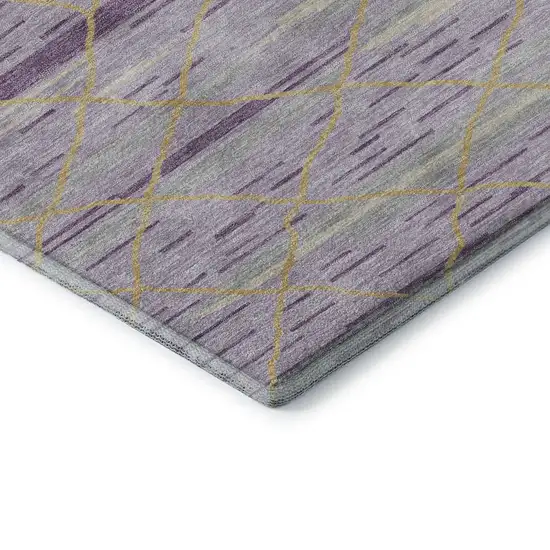 Purple Gold And Ivory Striped Washable Area Rug With UV Protection Photo 8