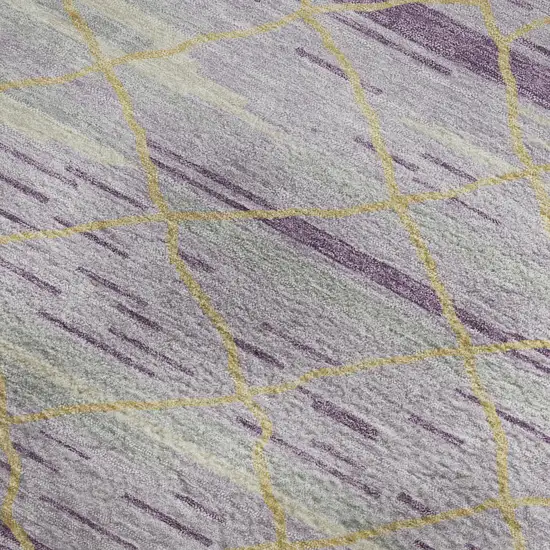 Purple Gold And Ivory Striped Washable Area Rug With UV Protection Photo 2