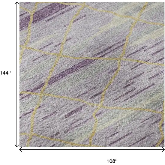 Purple Gold And Ivory Striped Washable Area Rug With UV Protection Photo 9