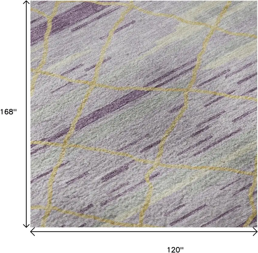 Purple Gold And Ivory Striped Washable Area Rug With UV Protection Photo 8