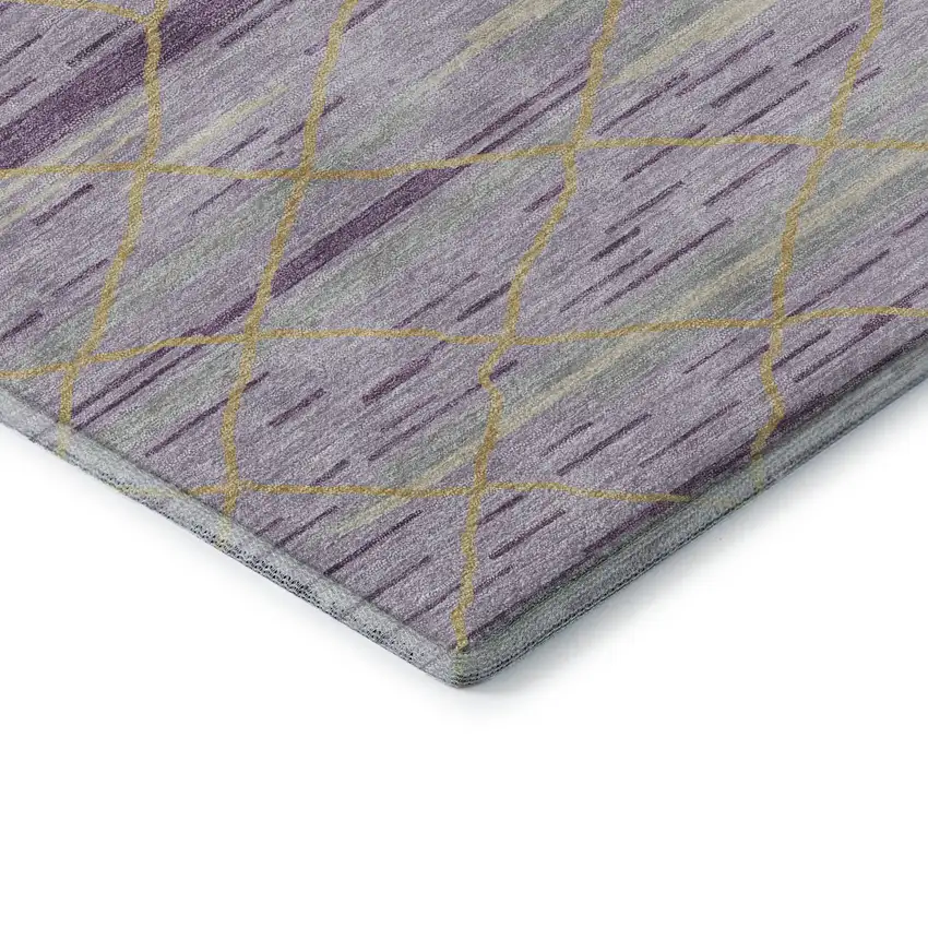 Purple Gold And Ivory Striped Washable Area Rug With UV Protection Photo 6