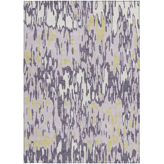 Purple Gold And Ivory Striped Washable Indoor Outdoor Area Rug Photo 7