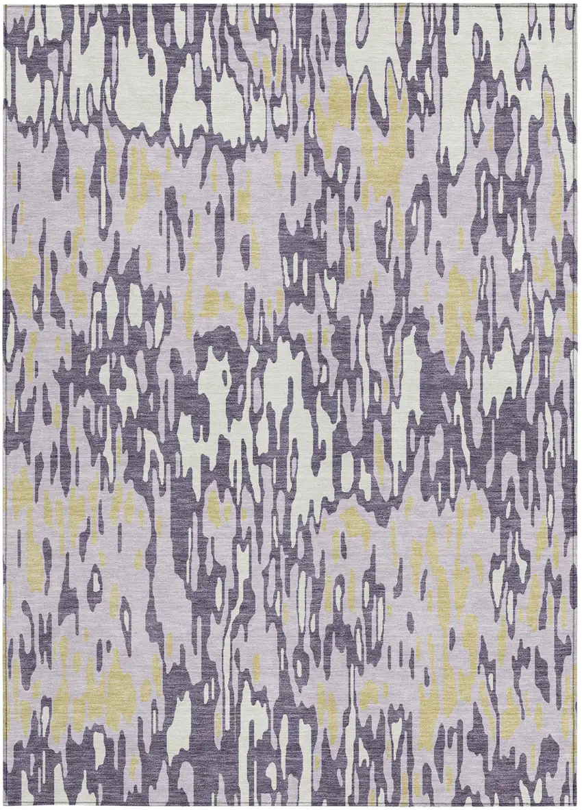 Purple Gold And Ivory Striped Washable Indoor Outdoor Area Rug Photo 7
