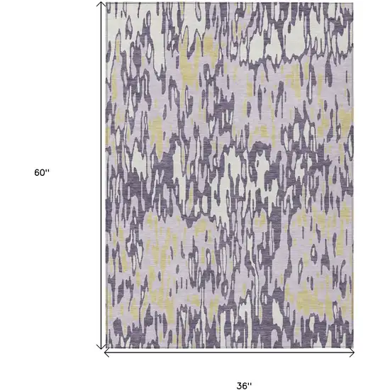 Purple Gold And Ivory Striped Washable Indoor Outdoor Area Rug Photo 3