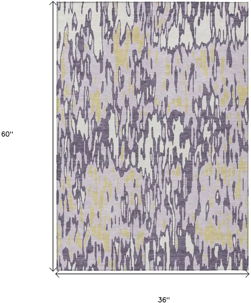 Purple Gold And Ivory Striped Washable Indoor Outdoor Area Rug Photo 3