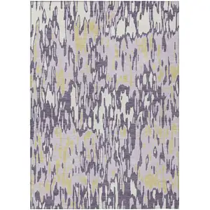 Photo of Purple Gold And Ivory Striped Washable Indoor Outdoor Area Rug
