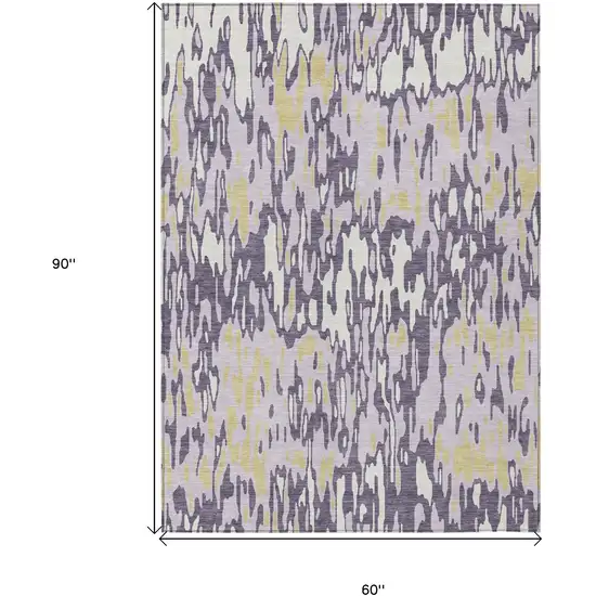 Purple Gold And Ivory Striped Washable Indoor Outdoor Area Rug Photo 3