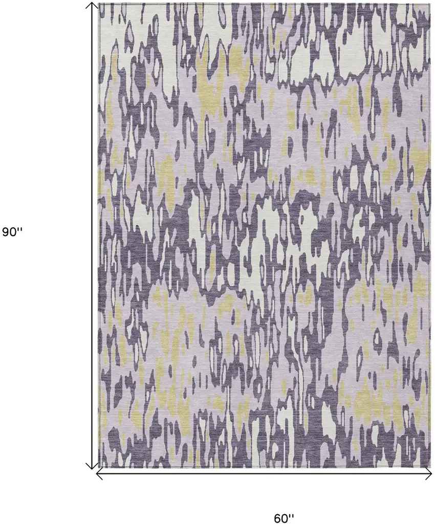 Purple Gold And Ivory Striped Washable Indoor Outdoor Area Rug Photo 3