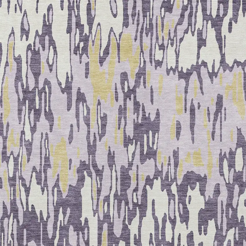 Purple Gold And Ivory Striped Washable Indoor Outdoor Area Rug Photo 6