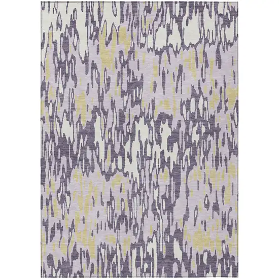 Purple Gold And Ivory Striped Washable Indoor Outdoor Area Rug Photo 2