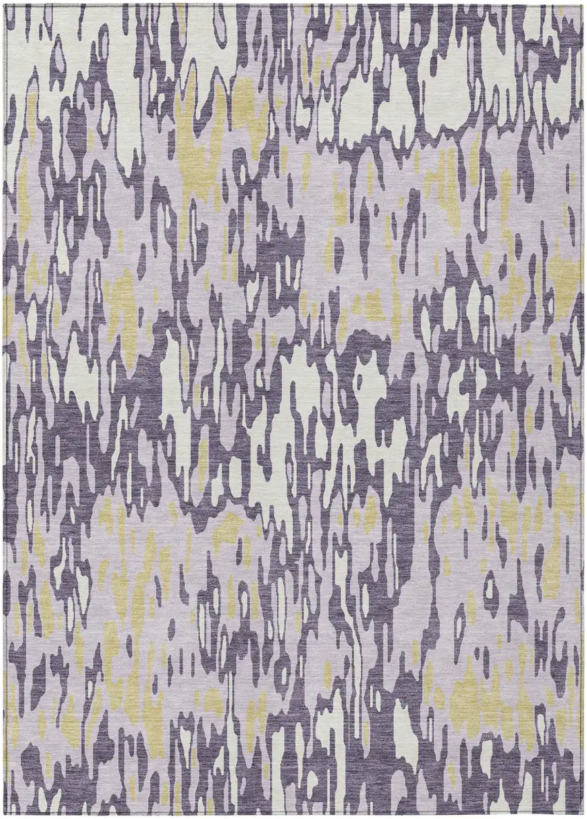 Purple Gold And Ivory Striped Washable Indoor Outdoor Area Rug Photo 2