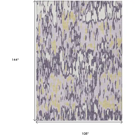 Purple Gold And Ivory Striped Washable Indoor Outdoor Area Rug Photo 3