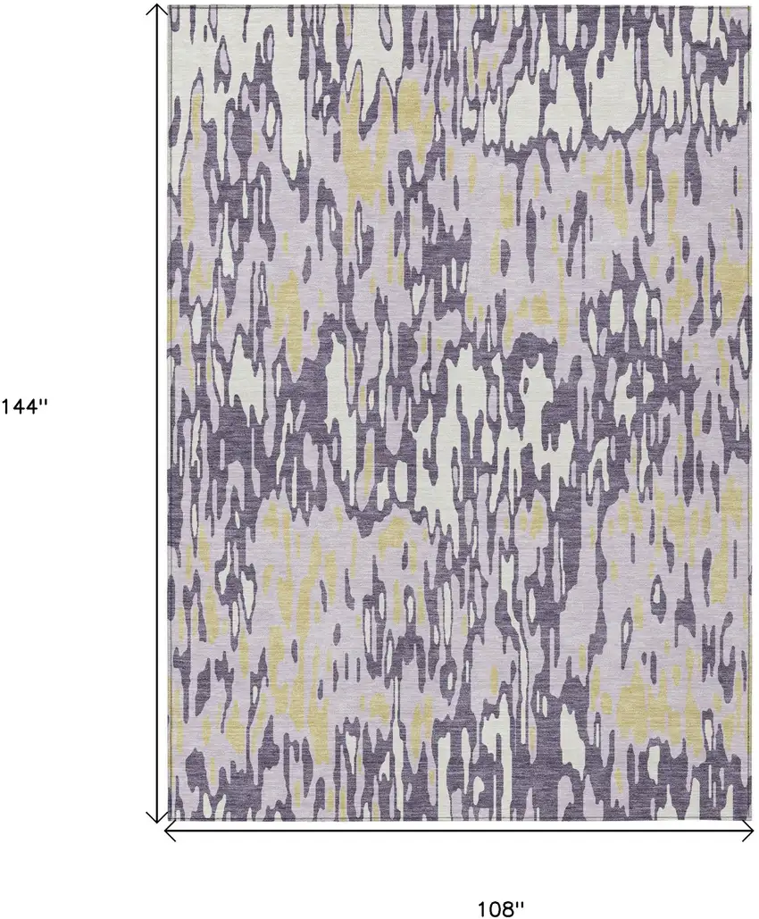 Purple Gold And Ivory Striped Washable Indoor Outdoor Area Rug Photo 3