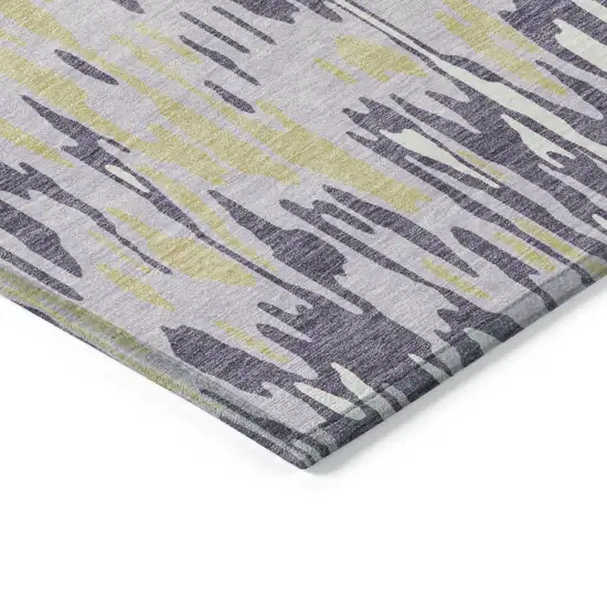 Purple Gold And Ivory Striped Washable Indoor Outdoor Area Rug Photo 4