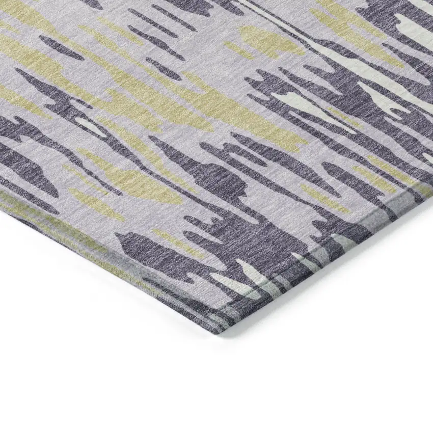 Purple Gold And Ivory Striped Washable Indoor Outdoor Area Rug Photo 4