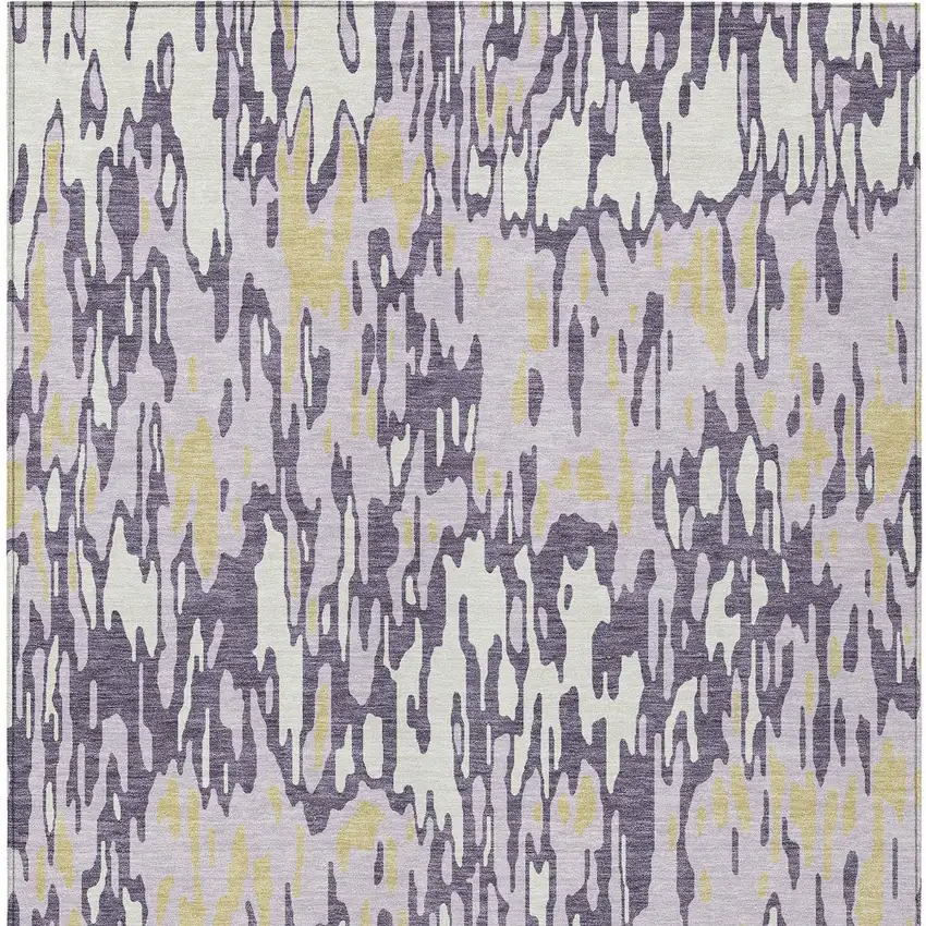 Purple Gold And Ivory Striped Washable Indoor Outdoor Area Rug Photo 7